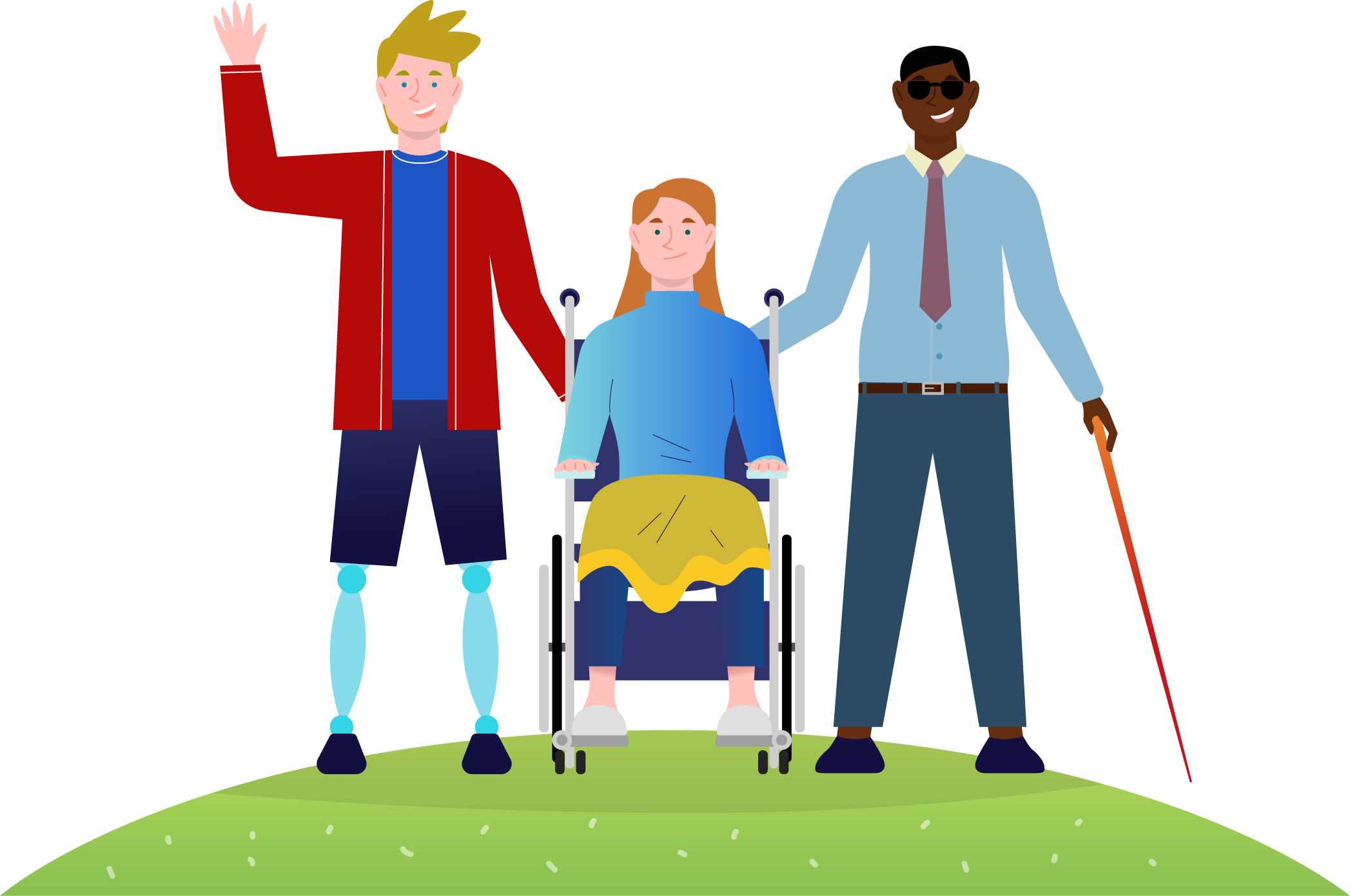 image - happy people with disabilities because they can use okACCEDO