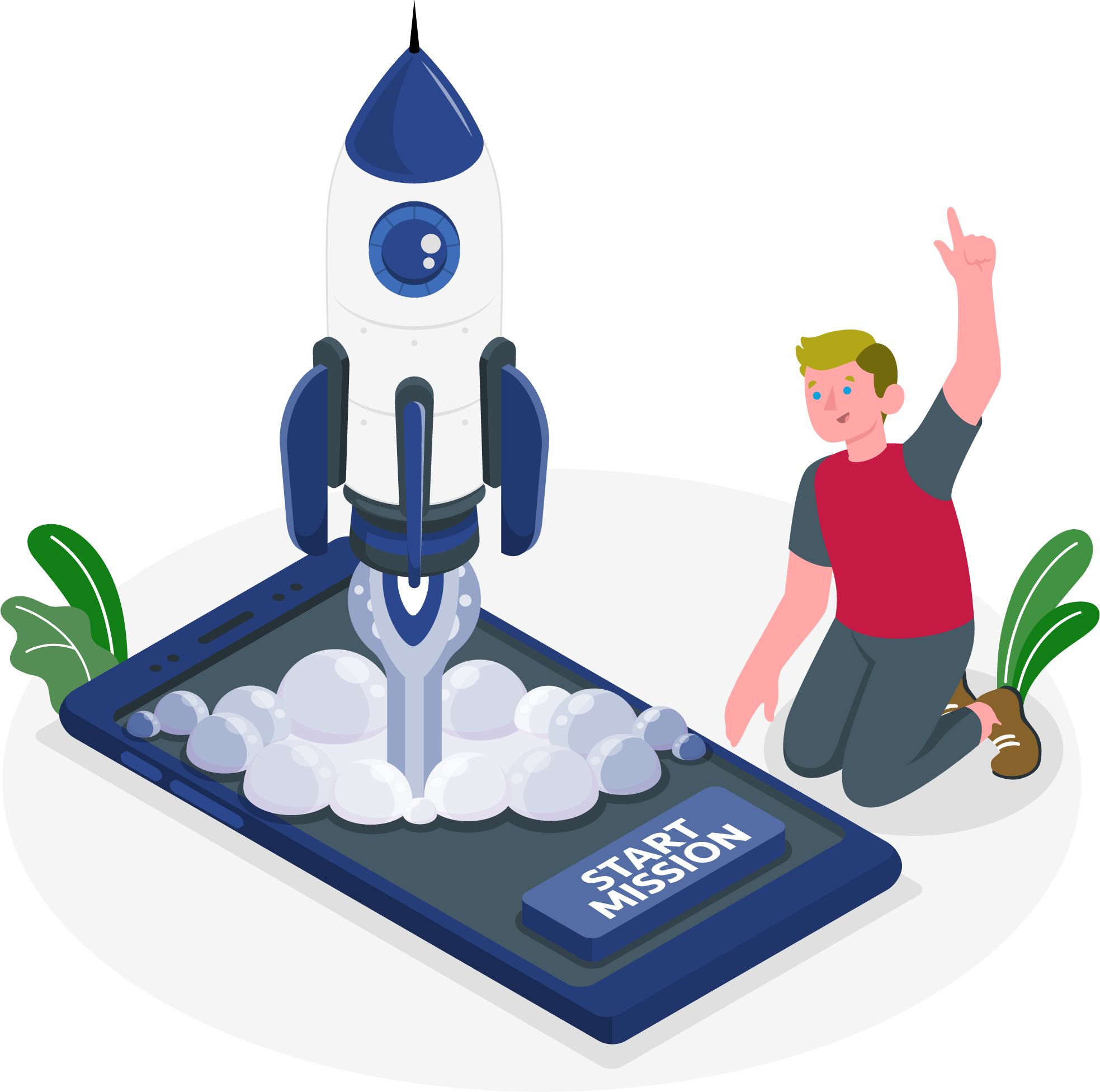 image - a person is launching a rocket from above a mobile phone, the image identifies the mission of okACCEDO - to make the web accessible to everyone